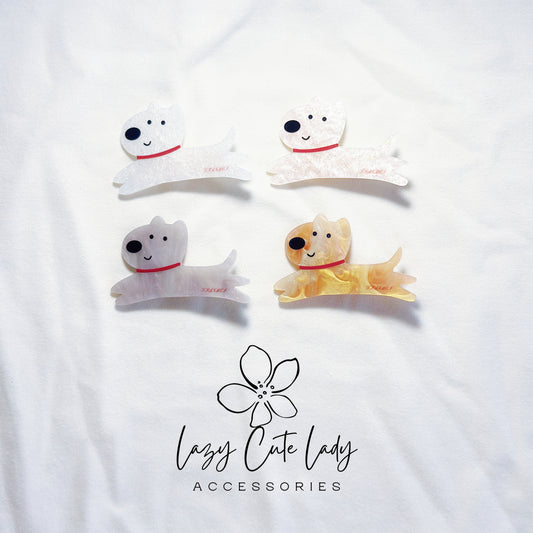 Playful Puppy Hair Clip Set – Eco-Friendly Acetate Dachshund Barrettes for All Ages- Cute Hair Clips- Gift for Her