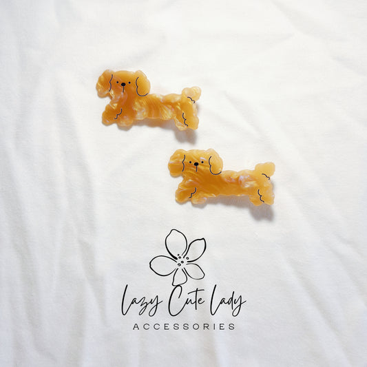 Playful Puppy Hair Clip Set – Eco-Friendly Acetate Dachshund Barrettes for All Ages- Cute Hair Clips- Gift for Her