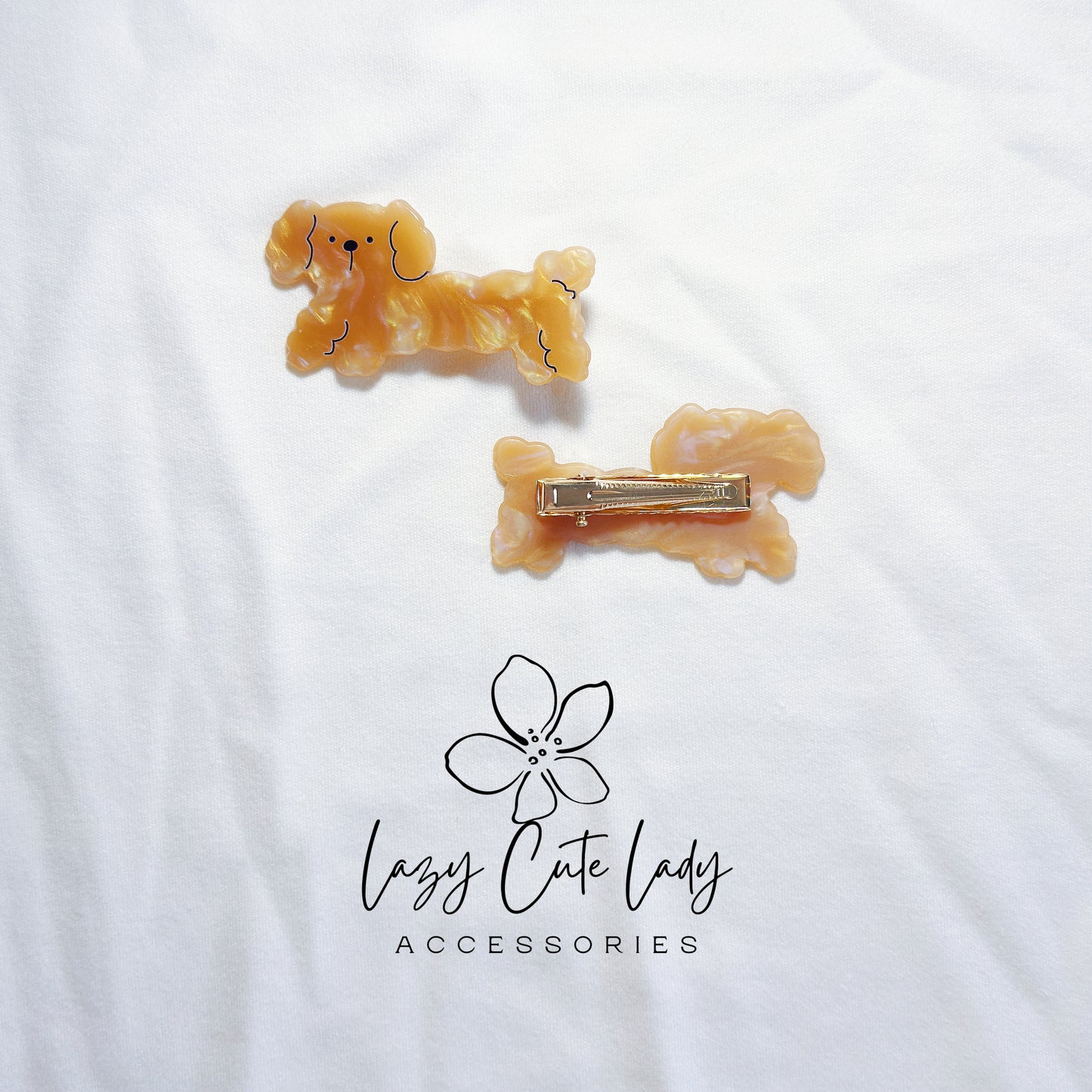Playful Puppy Hair Clip Set – Eco-Friendly Acetate Dachshund Barrettes for All Ages- Cute Hair Clips- Gift for Her
