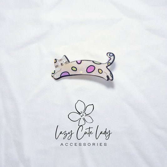 Cat & Fish Acrylic Hair Clips – Lazy Cat  Rainbow Fish Barrettes | 2 Styles- Cute hairClips- Gift for Her