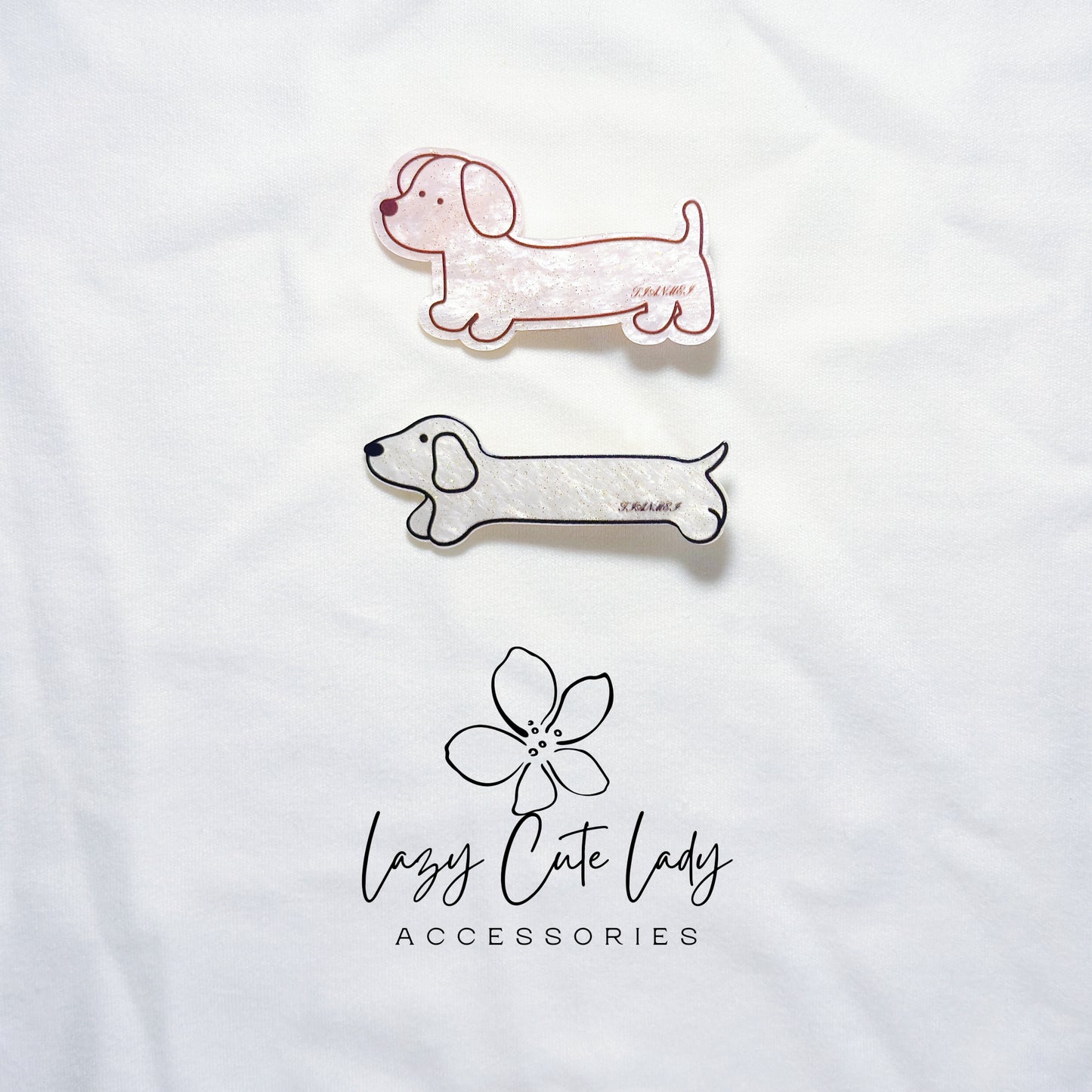 Dachshund Dog Acrylic Hair Clips – Playful Sausage Dog & Bone Barrettes | 7 Styles- Cute Hair Clips- Gift For Her- Puppy HairClips