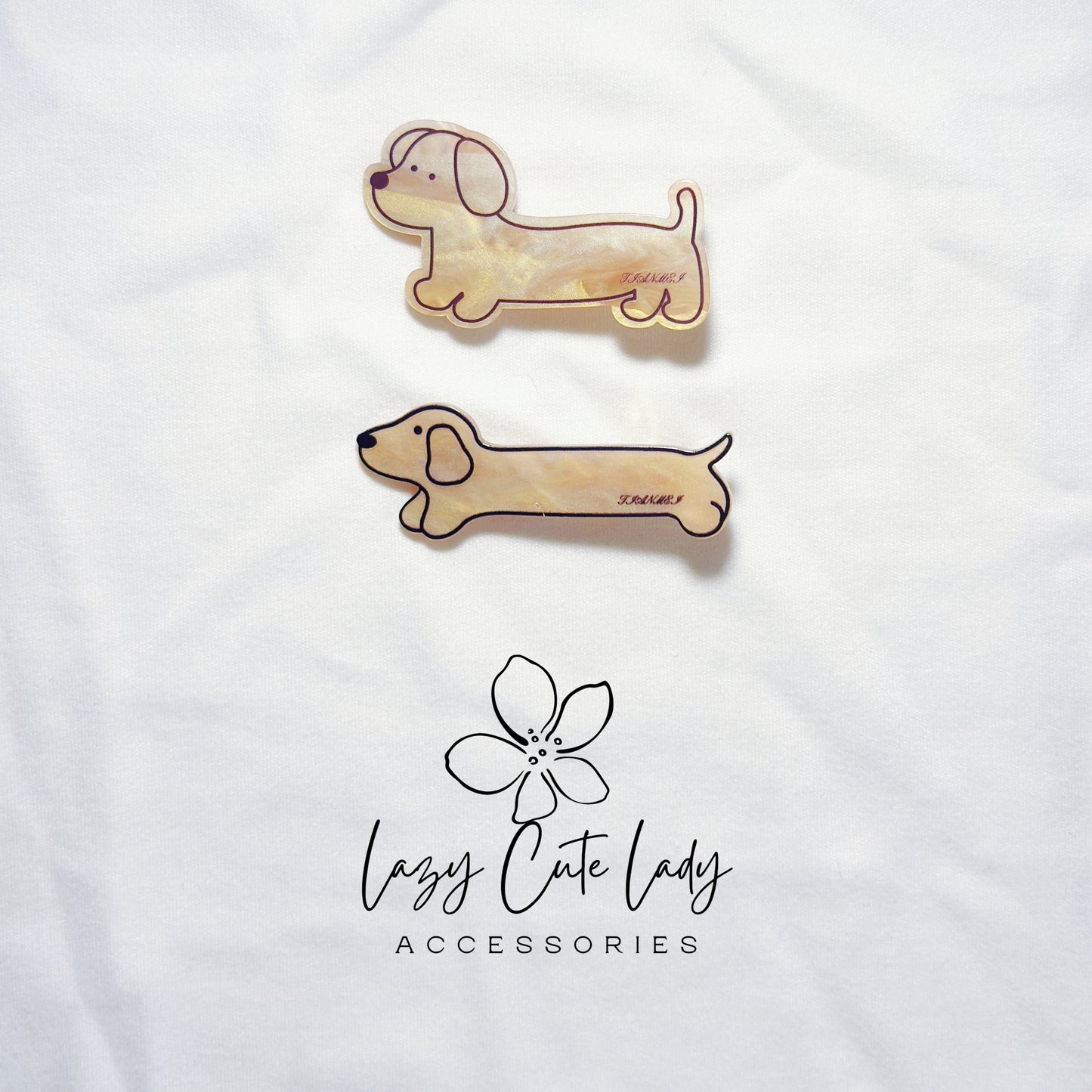 Dachshund Dog Acrylic Hair Clips – Playful Sausage Dog & Bone Barrettes | 7 Styles- Cute Hair Clips- Gift For Her- Puppy HairClips