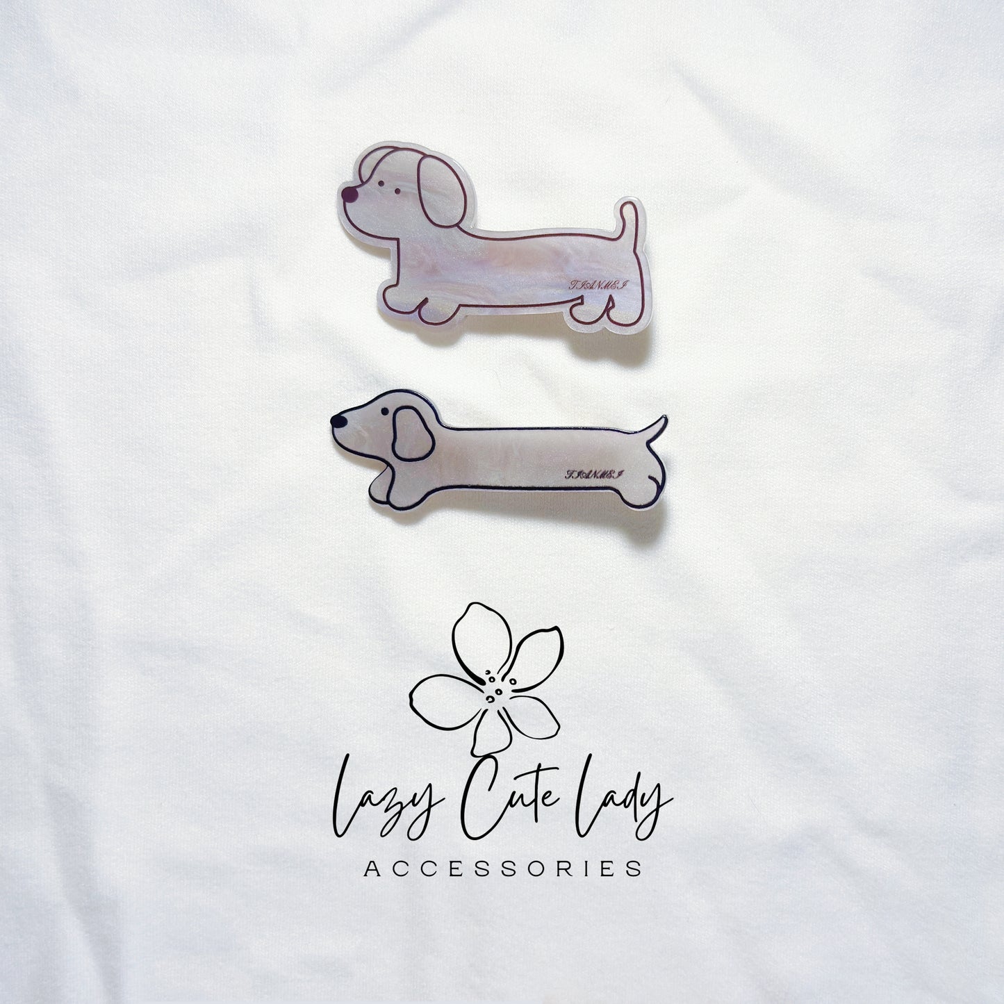 Dachshund Dog Acrylic Hair Clips – Playful Sausage Dog & Bone Barrettes | 7 Styles- Cute Hair Clips- Gift For Her- Puppy HairClips