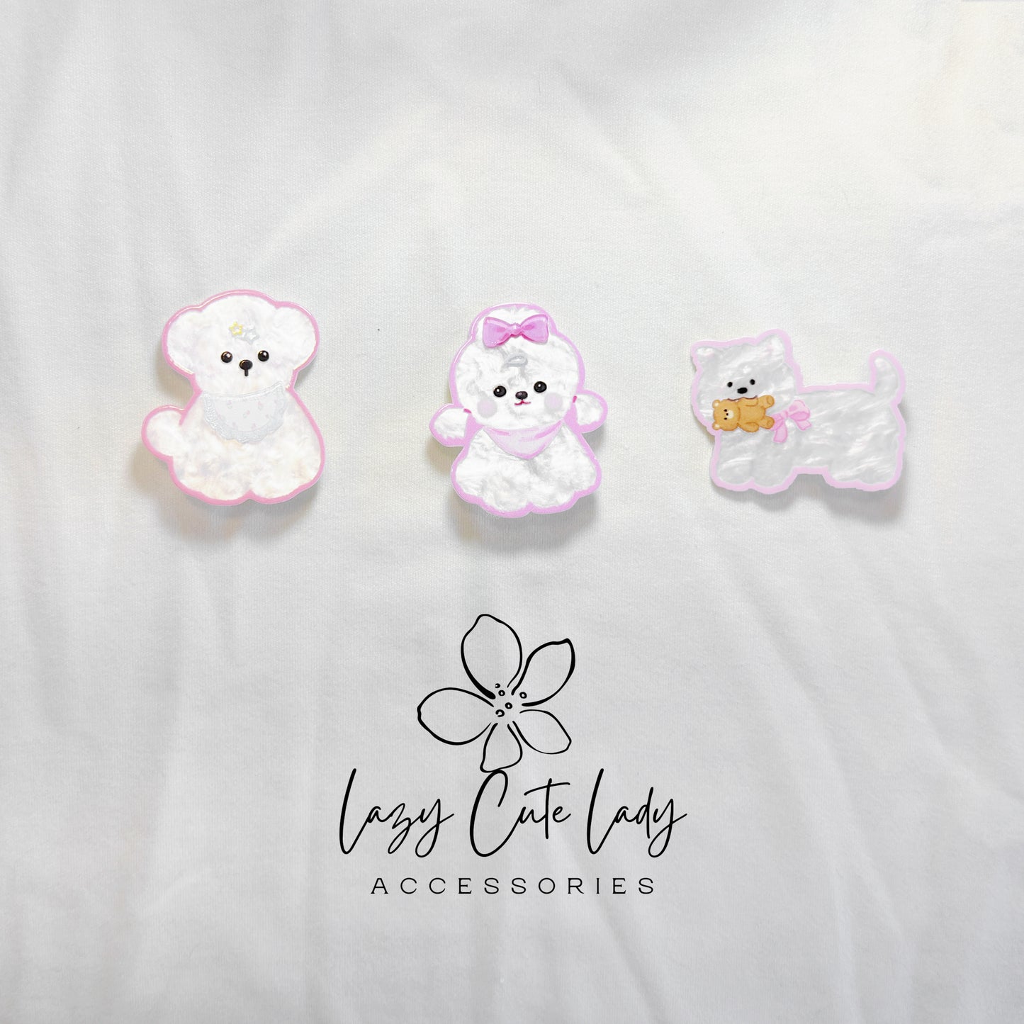 Acrylic Animal Friends Hair Clips – Shiny Cartoon Puppy & Kitty Barrettes | 6 Styles