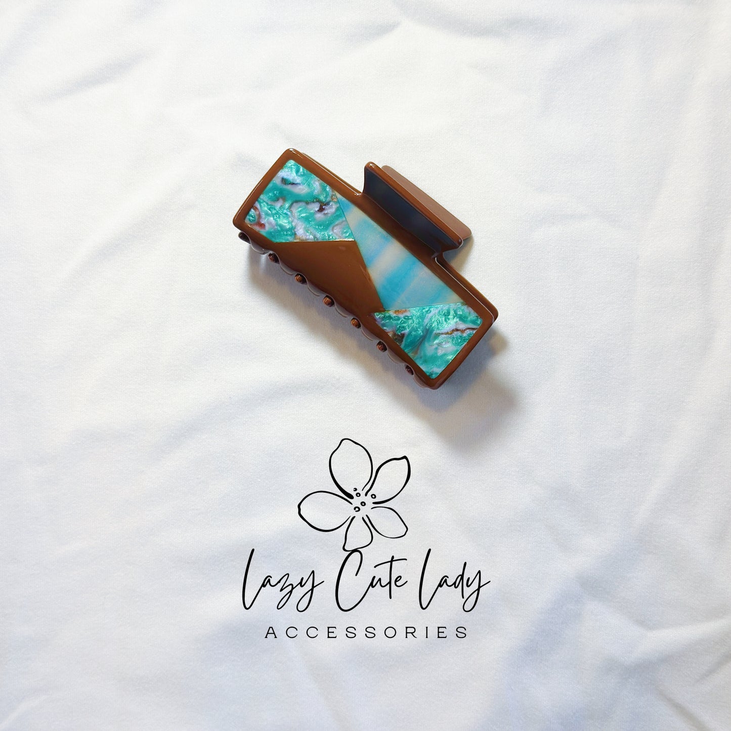 Geometric Acetate Hair Claw Clip – Eco-Friendly Resin Claw in Modern Colorblock Design | 3.5" Strong Grip for Thick Hair