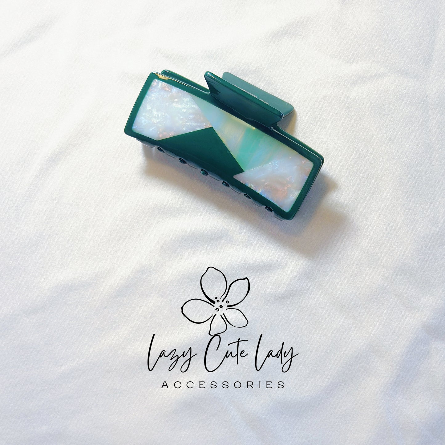 Geometric Acetate Hair Claw Clip – Eco-Friendly Resin Claw in Modern Colorblock Design | 3.5" Strong Grip for Thick Hair