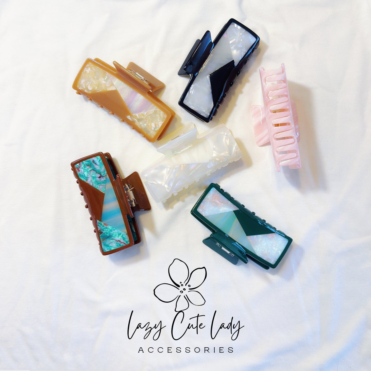 Geometric Acetate Hair Claw Clip – Eco-Friendly Resin Claw in Modern Colorblock Design | 3.5" Strong Grip for Thick Hair