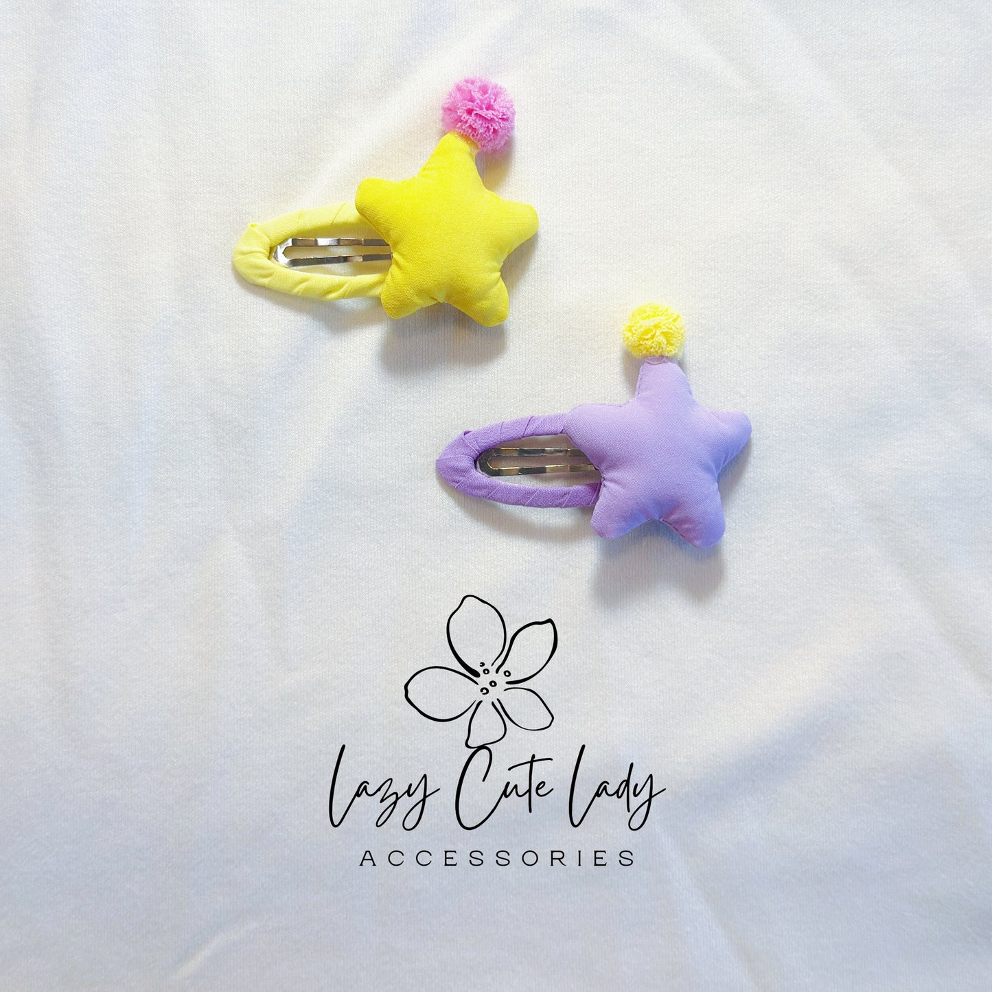 Chubby Star Hair Clip – Cute Plush Hat Star Barrette for Girls in Pink, Purple & Yellow | Adorable Hair Accessory for Kids, Birthdays & Gifting