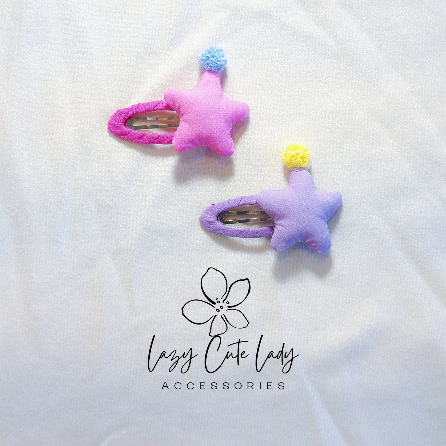 Chubby Star Hair Clip – Cute Plush Hat Star Barrette for Girls in Pink, Purple & Yellow | Adorable Hair Accessory for Kids, Birthdays & Gifting