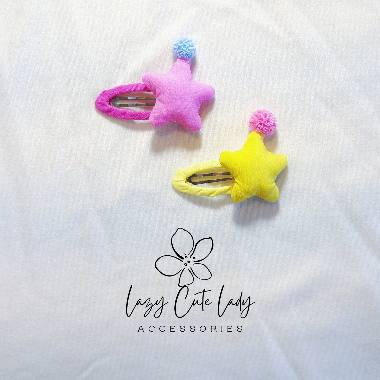 Chubby Star Hair Clip – Cute Plush Hat Star Barrette for Girls in Pink, Purple & Yellow | Adorable Hair Accessory for Kids, Birthdays & Gifting