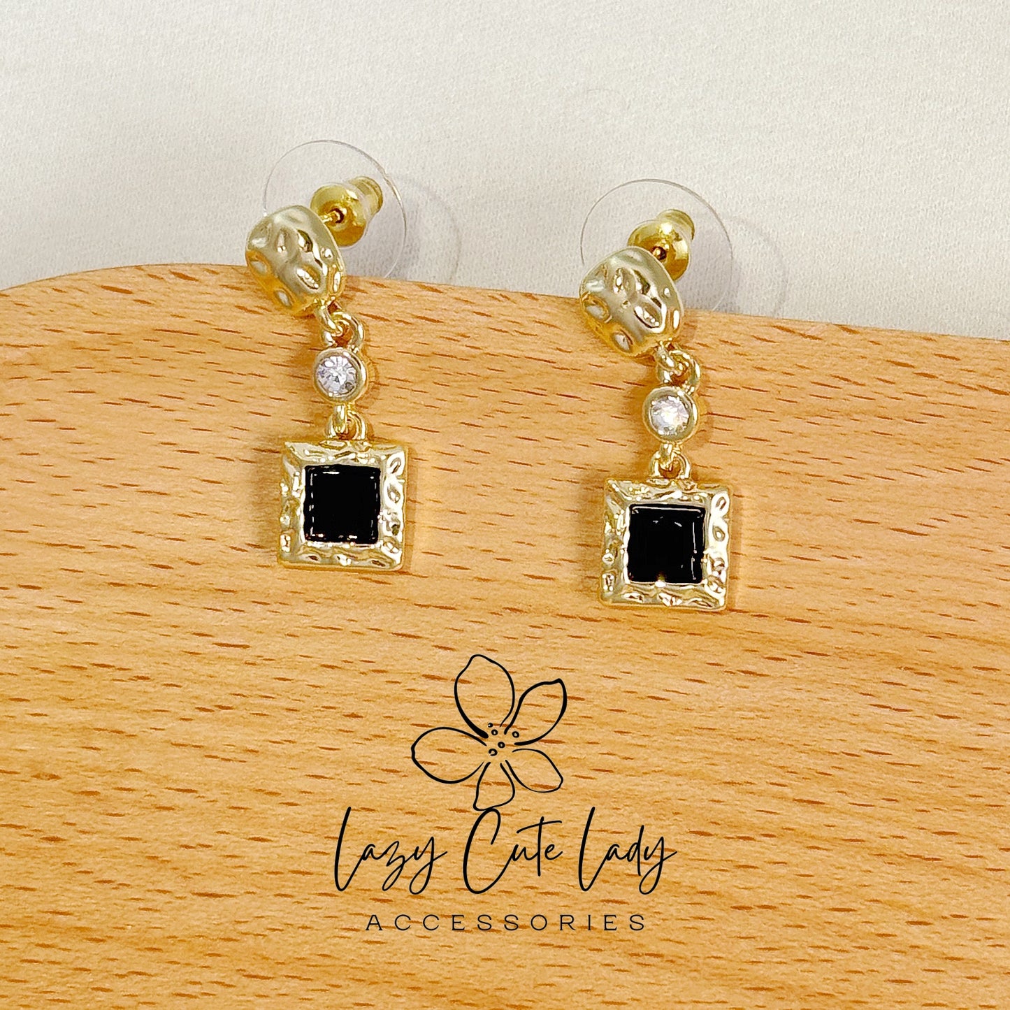 Lazy Cute Lady Accessories-Exquisite Metal Cube and Cubic Zirconia Drop Earring-Drop Earring-Metal allergy-friendly earring-Fashion Earring-Gift-for girl for women