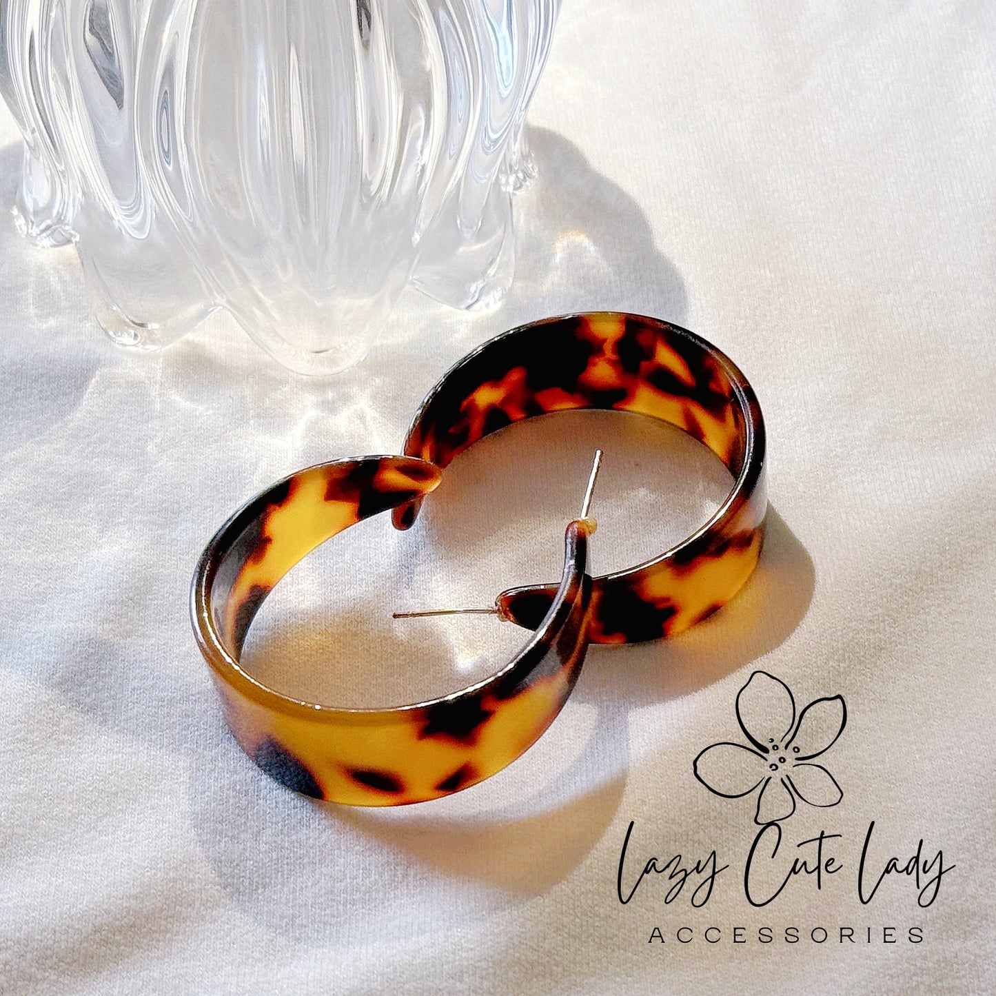 Lazy Cute Lady Accessories-Elegant Acetate Hoop EarringsDrop Earring-Metal allergy-friendly earring-Fashion Earring-Gift-for girl for women