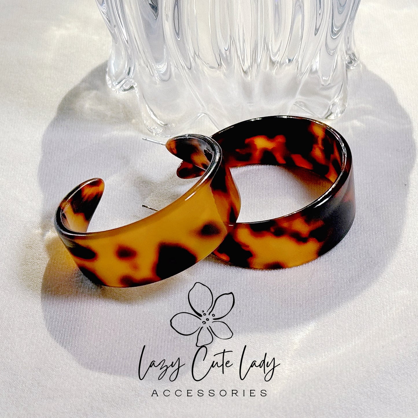 Lazy Cute Lady Accessories-Elegant Acetate Hoop EarringsDrop Earring-Metal allergy-friendly earring-Fashion Earring-Gift-for girl for women