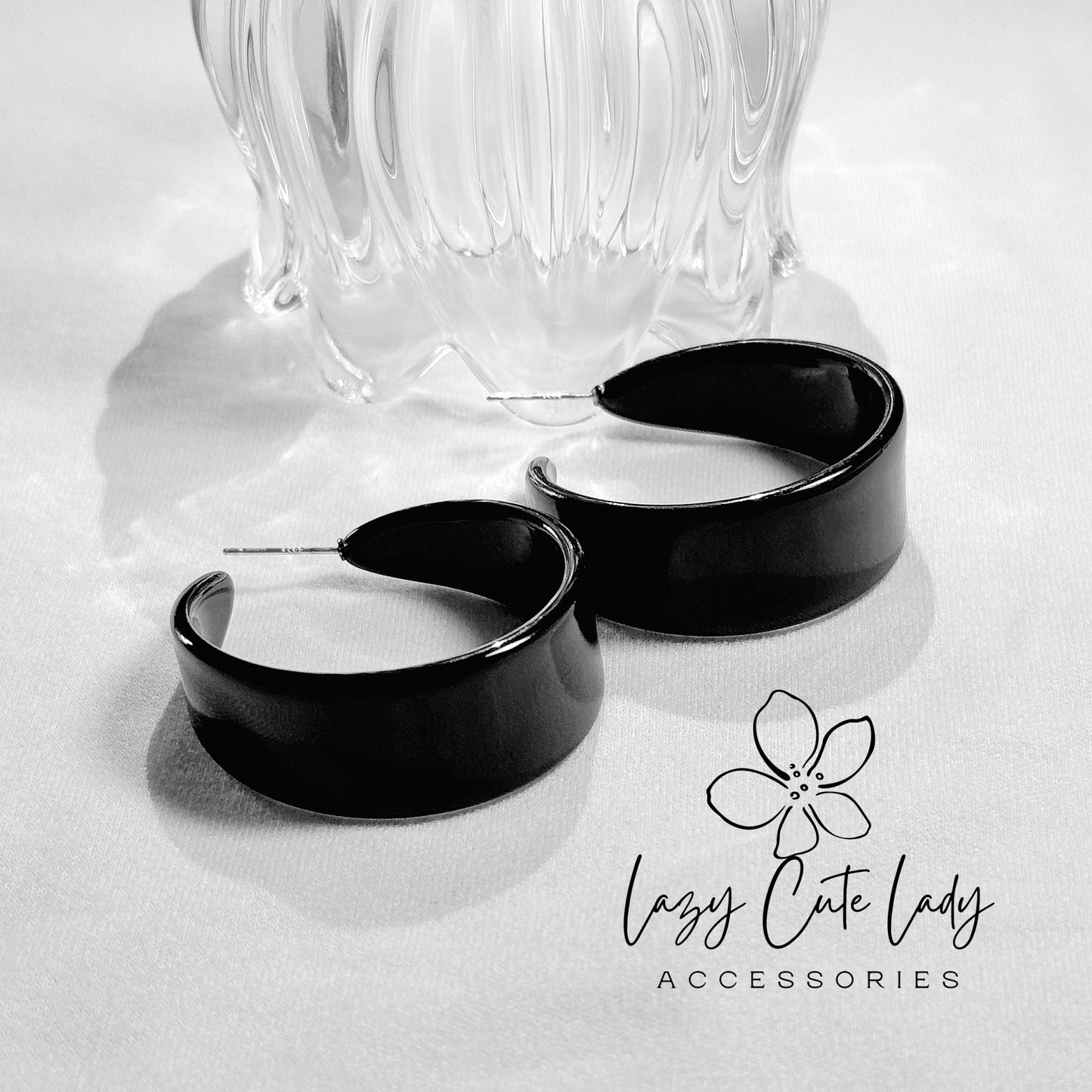 Lazy Cute Lady Accessories-Elegant Acetate Hoop EarringsDrop Earring-Metal allergy-friendly earring-Fashion Earring-Gift-for girl for women