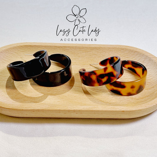 Lazy Cute Lady Accessories-Elegant Acetate Hoop EarringsDrop Earring-Metal allergy-friendly earring-Fashion Earring-Gift-for girl for women