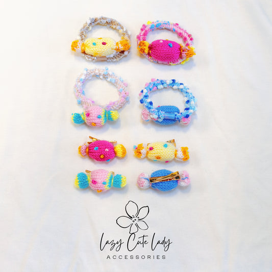 Candyland Knitted Hair Ties & Clips – Sweet Yarn Treats for Your Hair-Gift for Her