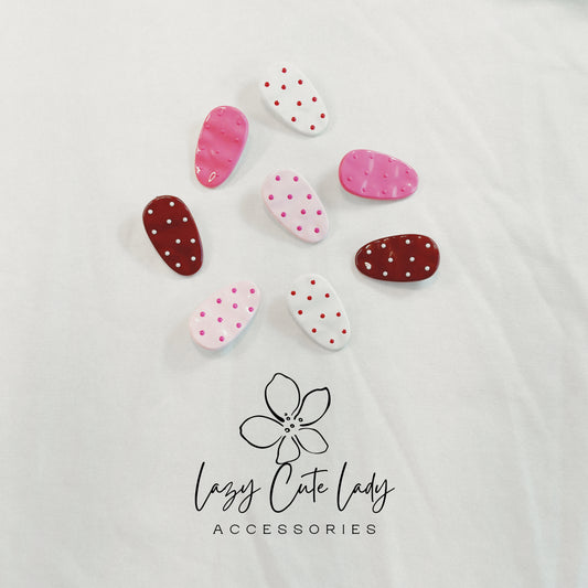 Cute Polka Dot Oval Hair Clips-Candy Color Polka Dot Hair Clips for Girls – Kawaii Barrettes, Cute Non-slip Hair Accessories