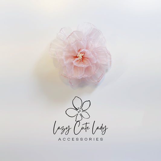 Sheer Fabric Flower Hair Clip – Elegant Layered Blossom for Romantic Looks