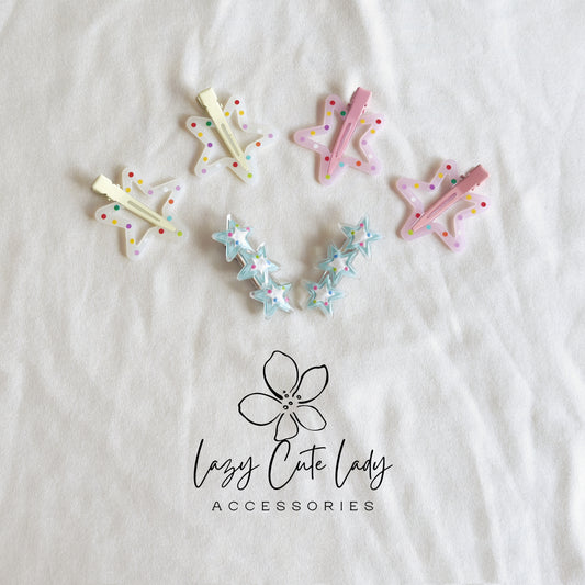 Colorful Star Hair Clip Set – Playful & Lightweight Barrettes for All Ages