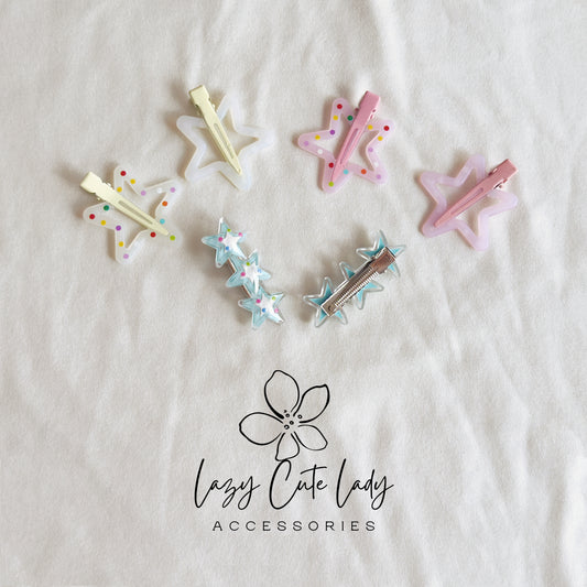 Colorful Star Hair Clip Set – Playful & Lightweight Barrettes for All Ages