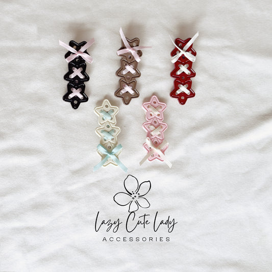 Ribbon-Laced Star Hair Clips – Sweet & Stylish Touch for Everyday Looks