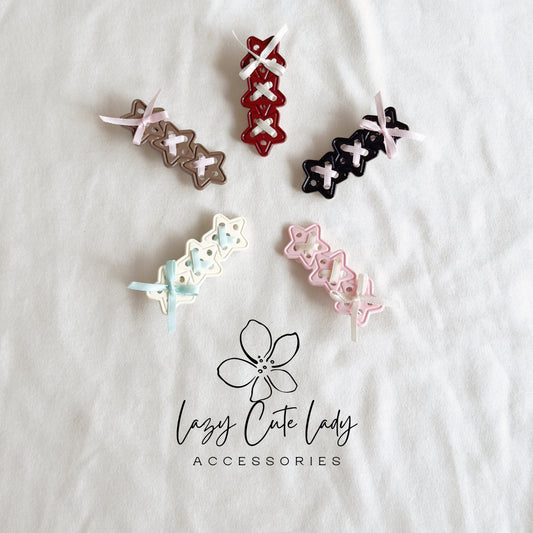 Ribbon-Laced Star Hair Clips – Sweet & Stylish Touch for Everyday Looks