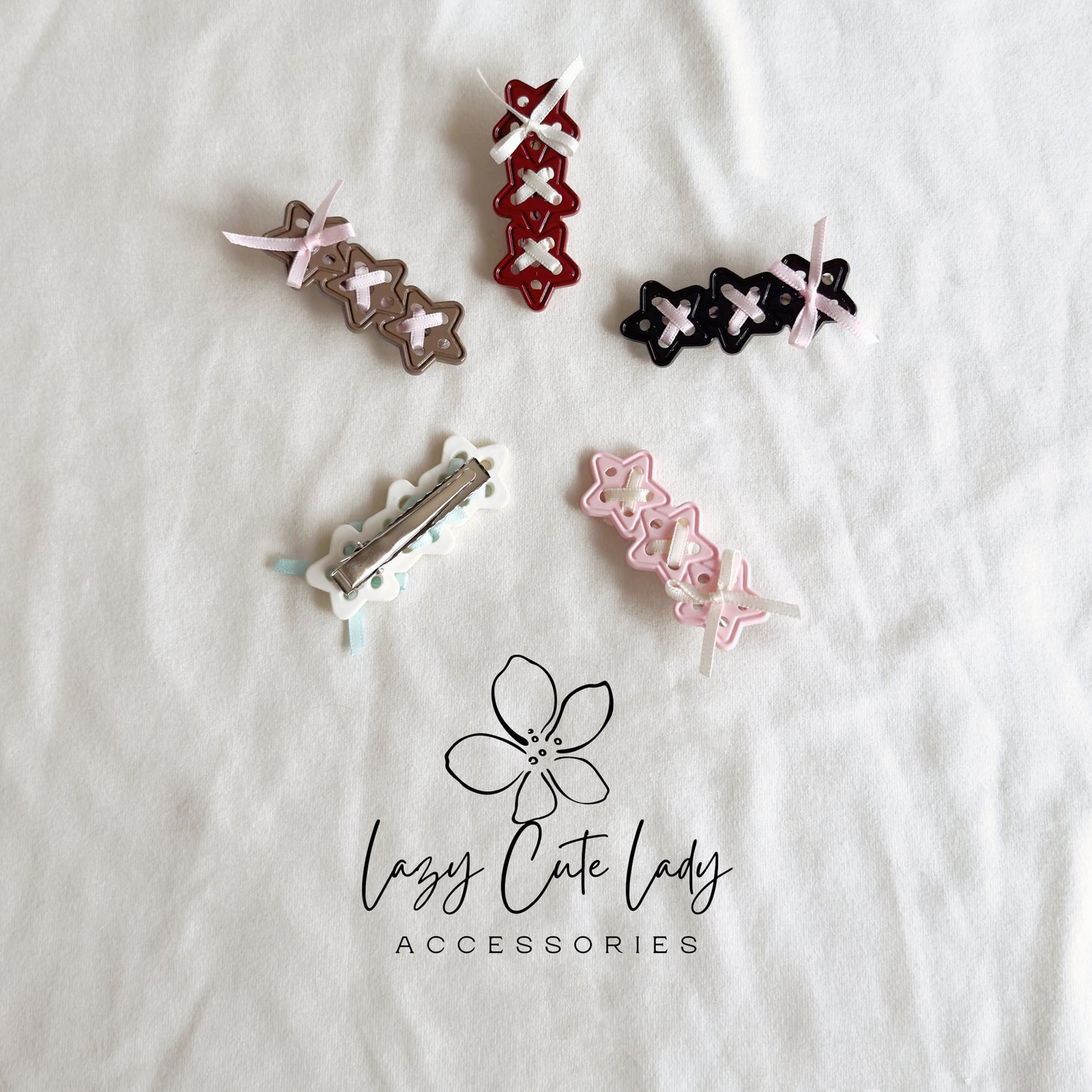 Ribbon-Laced Star Hair Clips – Sweet & Stylish Touch for Everyday Looks