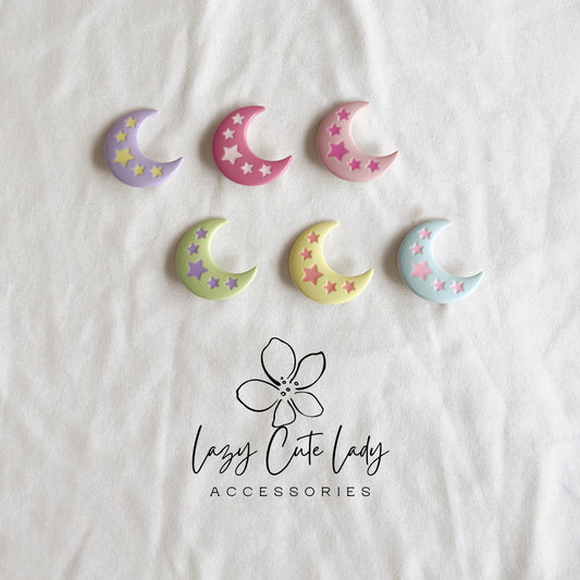Moon & Stars Hair Clips – Pastel Celestial Dreams for Every Day