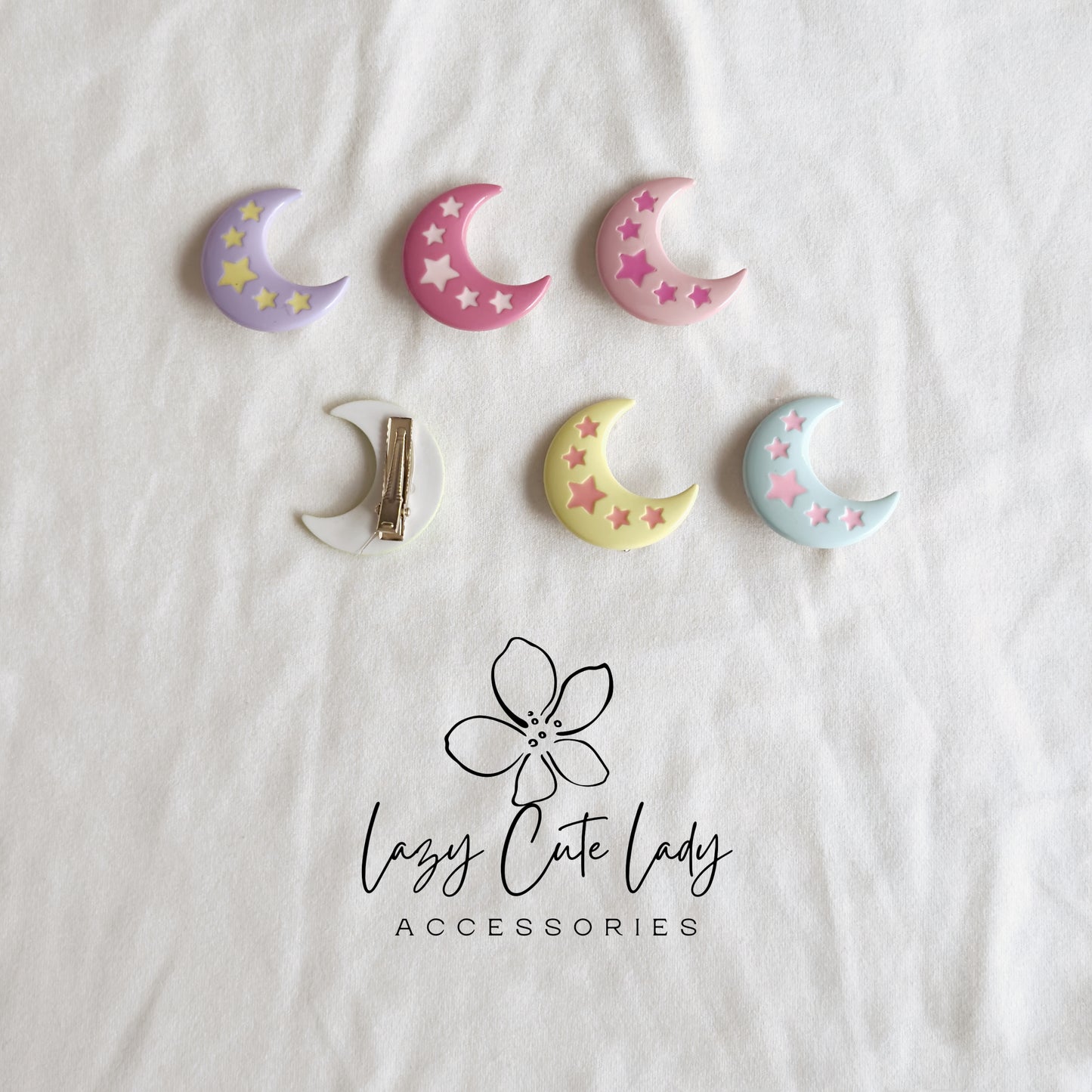 Moon & Stars Hair Clips – Pastel Celestial Dreams for Every Day