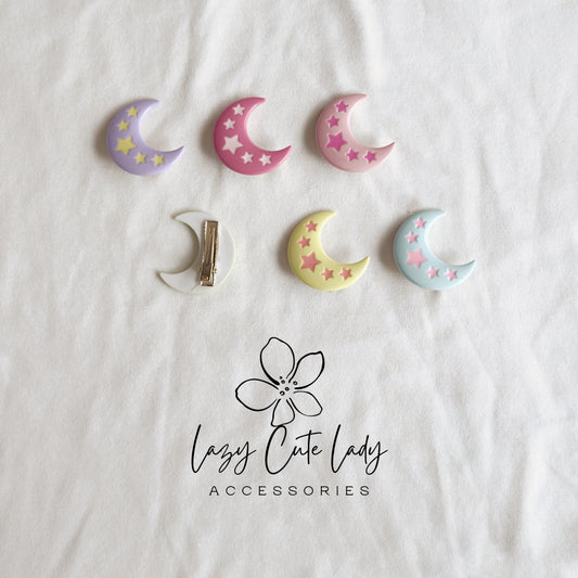 Moon & Stars Hair Clips – Pastel Celestial Dreams for Every Day