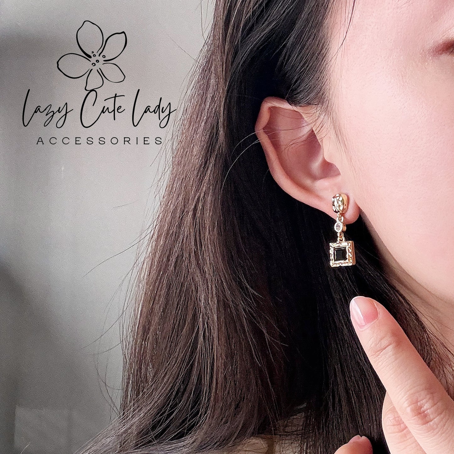 Lazy Cute Lady Accessories-Exquisite Metal Cube and Cubic Zirconia Drop Earring-Drop Earring-Metal allergy-friendly earring-Fashion Earring-Gift-for girl for women