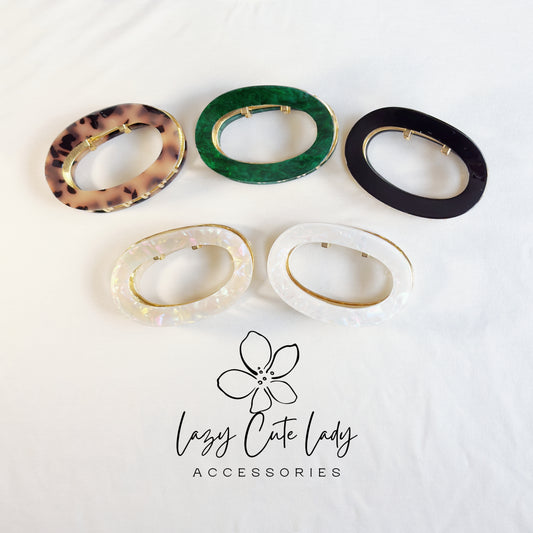 Elegant Oval Hair Barrette – Eco-Friendly Acetate Clip