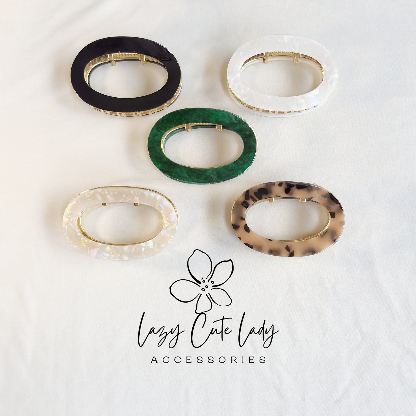 Elegant Oval Hair Barrette – Eco-Friendly Acetate Clip