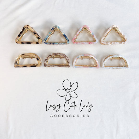 Mini Acetate Hair Claw Clips – Triangle & Half-Moon Set – Eco-Friendly Small Claw Clips