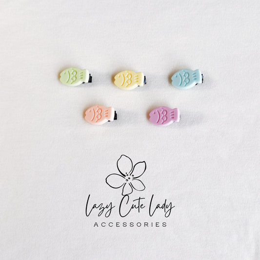 Mini Embossed Fish Hair Clips – 1" Pastel Snap Clips for All Ages