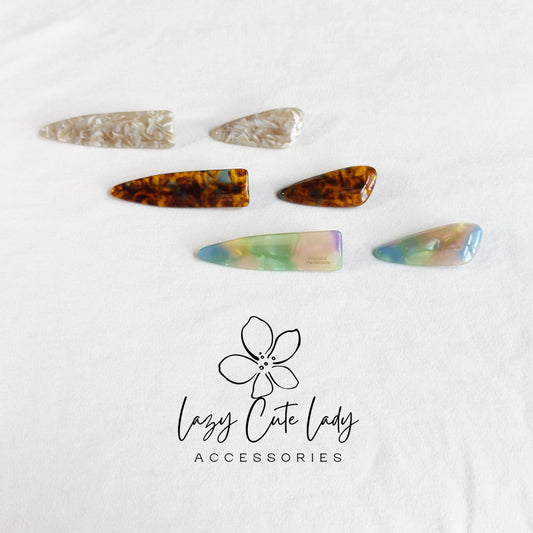 Eco Acetate Tapered Snap Hair Clips – Modern Classic Barrettes in Multiple Sizes & Colors