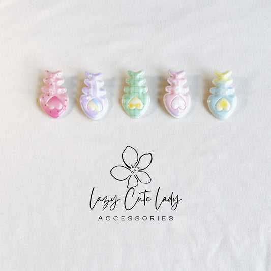 Glossy Pastel Fish Bone Hair Clips – Cute Kawaii Style Barrettes with Heart Details