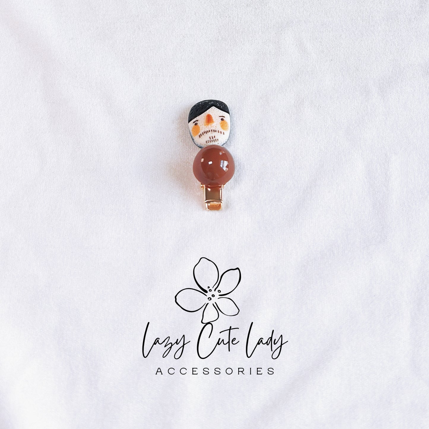 Clay Cartoon Doll and Candy-Themed Hair Clips Set