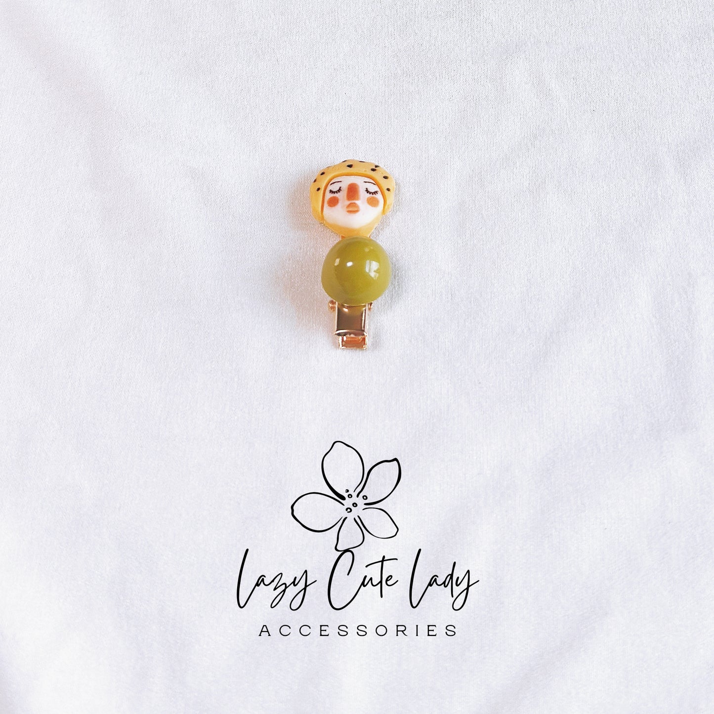 Clay Cartoon Doll and Candy-Themed Hair Clips Set