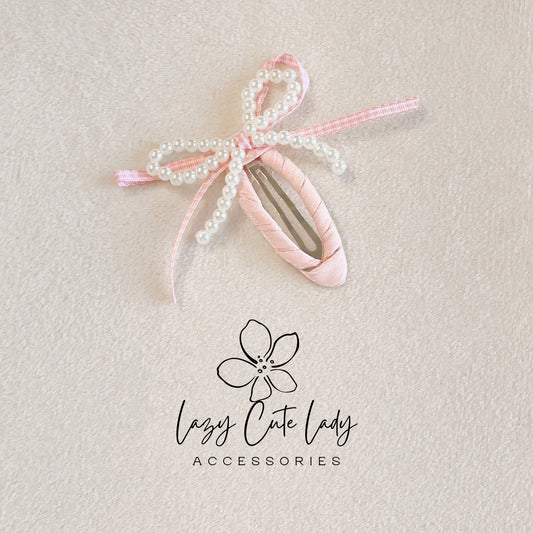 Pearl Bow Ribbon Hair Clips – Coquette Style Barrettes for Girls & Women (6 Colors)