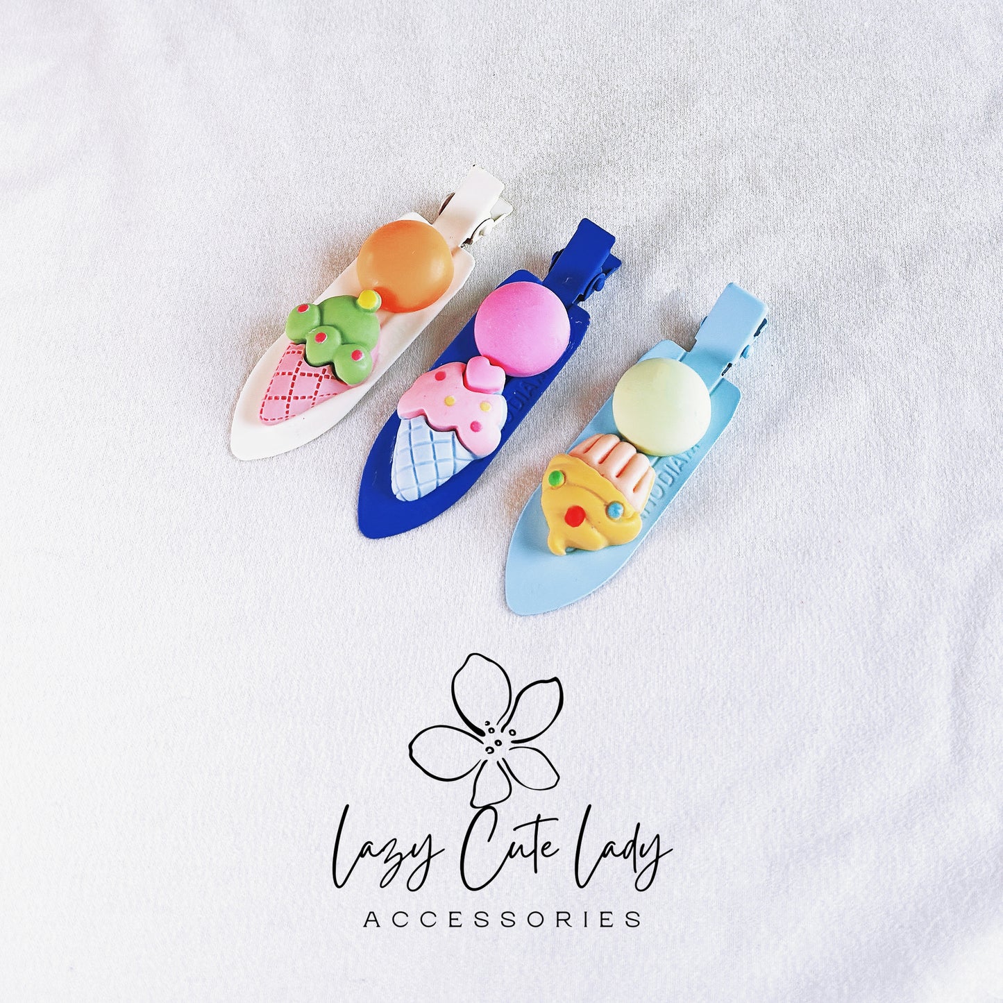 Colorful Candy and Snacks-themed Hair Clips Set