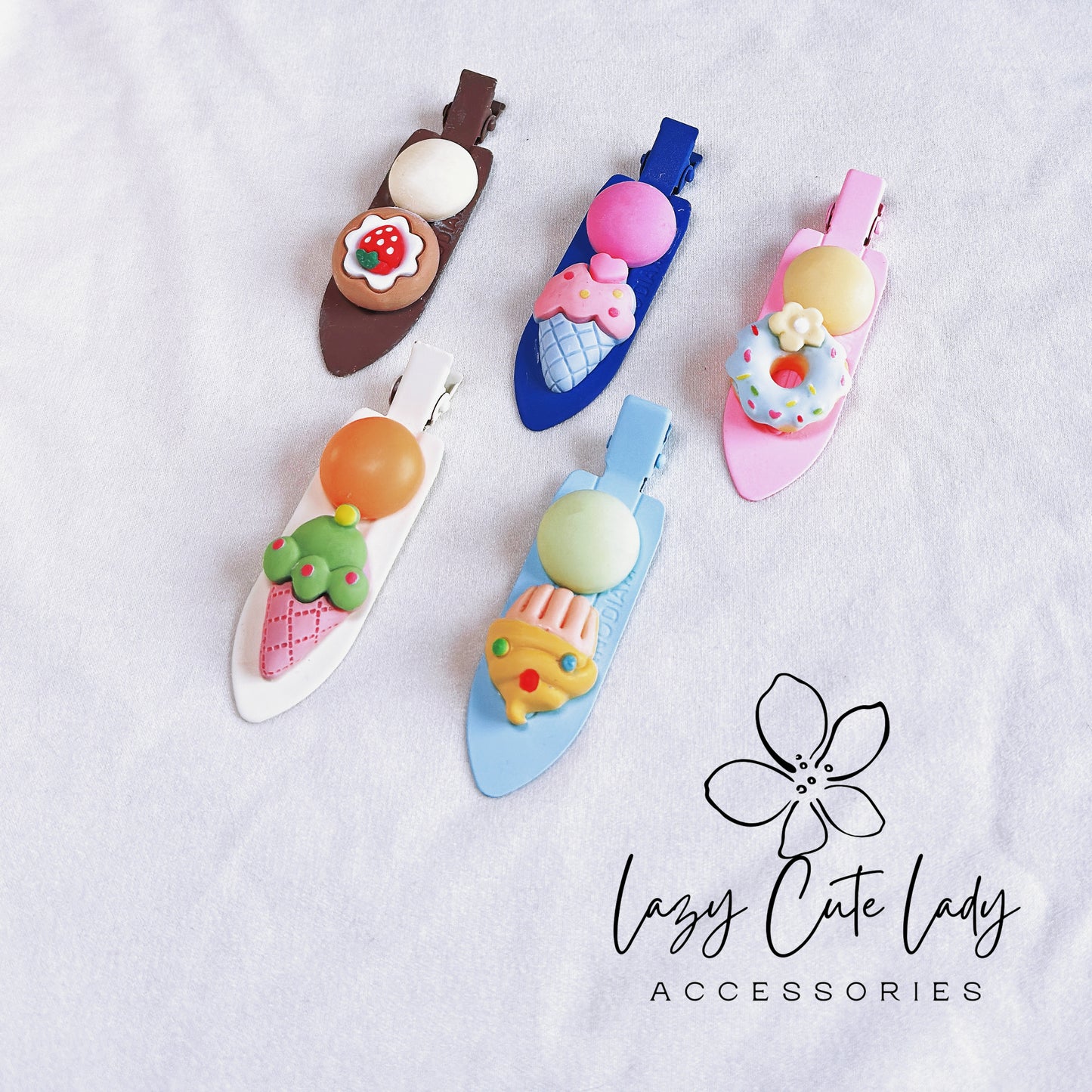 Colorful Candy and Snacks-themed Hair Clips Set