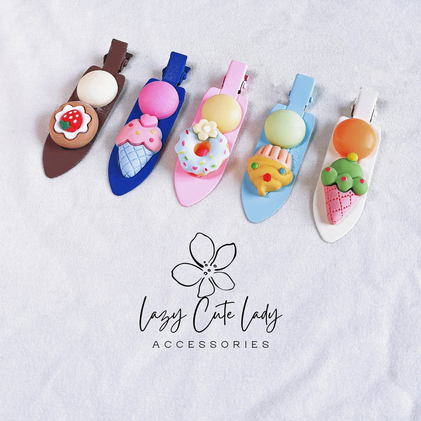 Colorful Candy and Snacks-themed Hair Clips Set