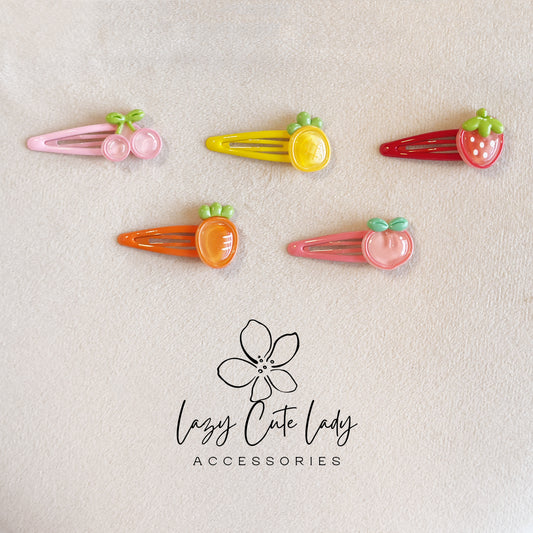Fruit Hair Clips – Cute Snap Barrettes for Kids (Set of 5 Fruits)