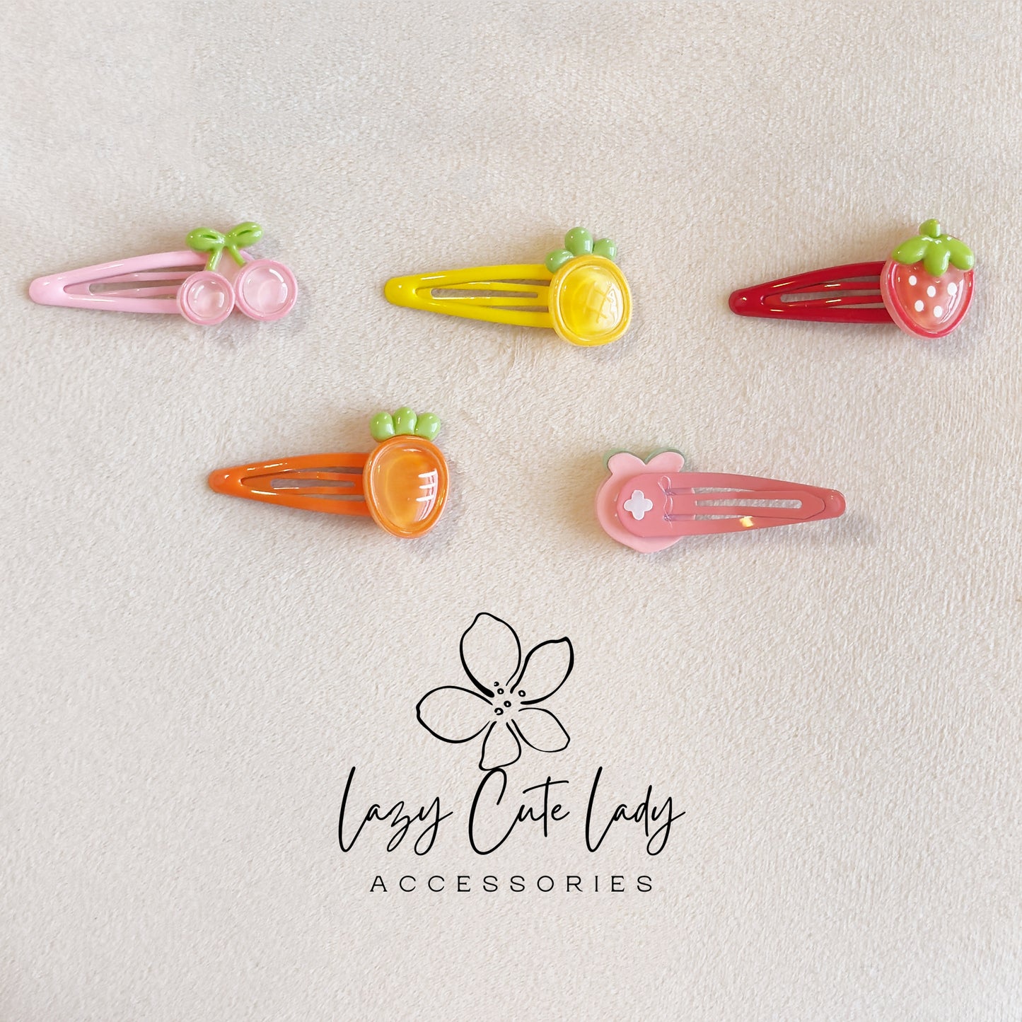 Fruit Hair Clips – Cute Snap Barrettes for Kids (Set of 5 Fruits)