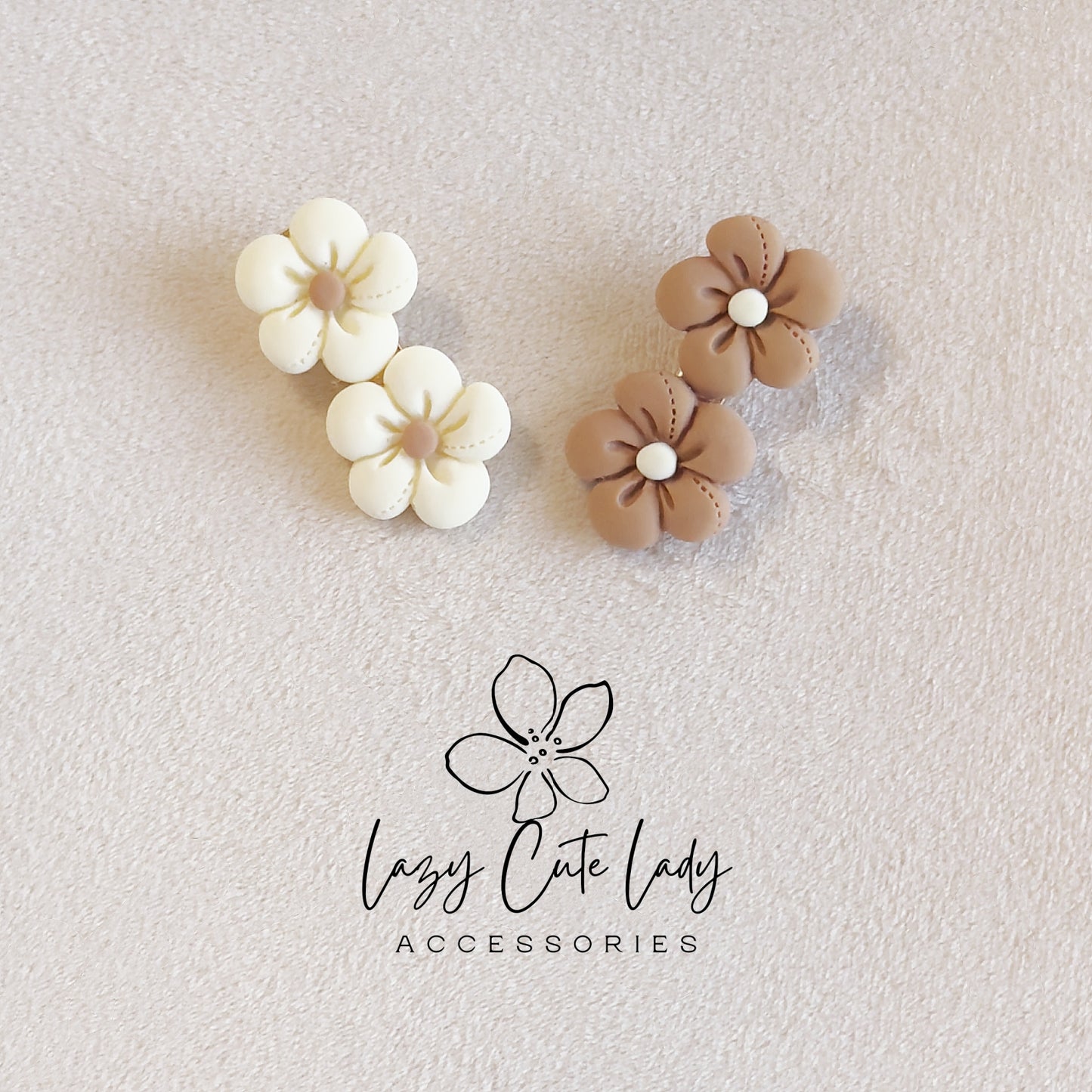 Matte Heart, Star & Flower Hair Clips – Set of 2 (Neutral Clay Colors)