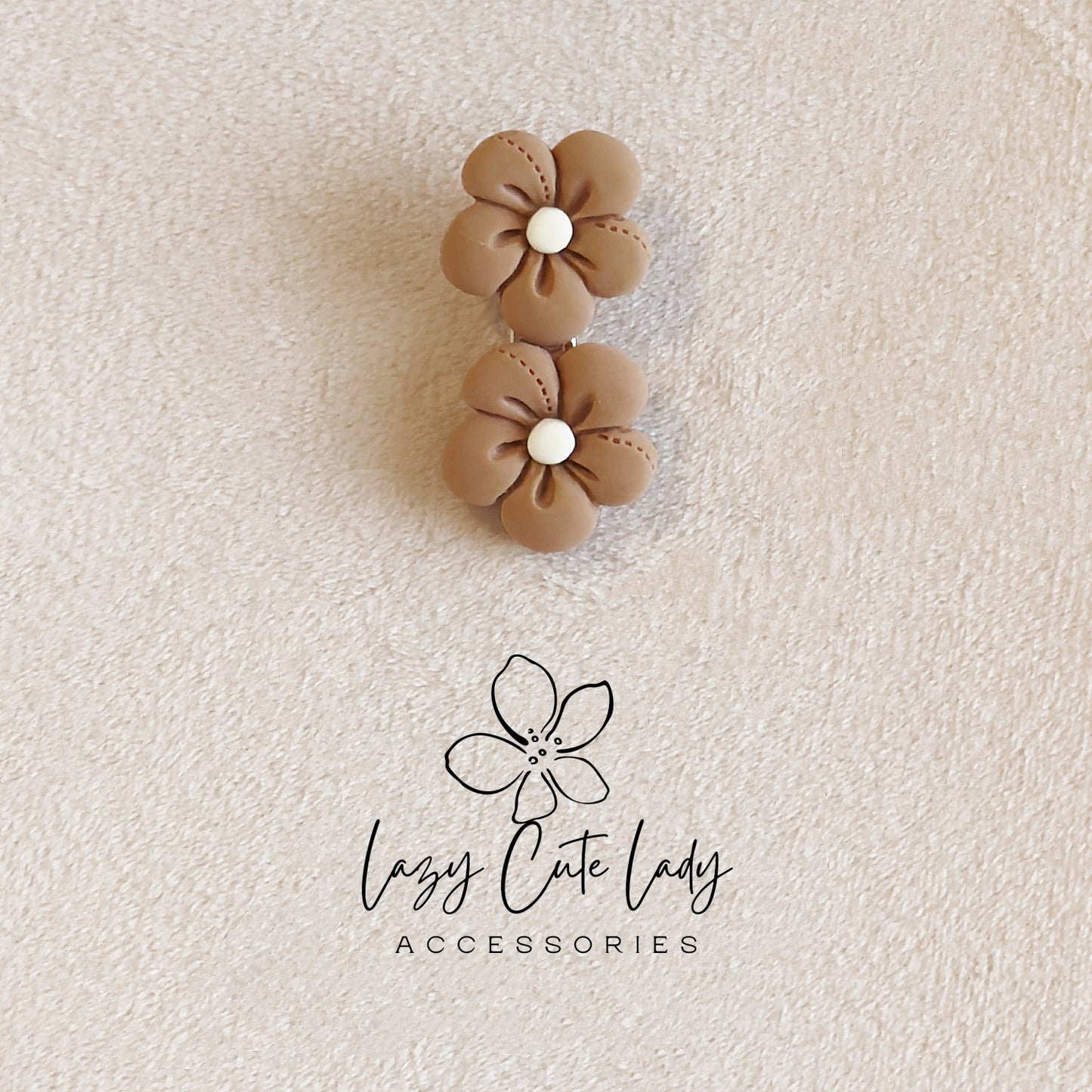 Matte Heart, Star & Flower Hair Clips – Set of 2 (Neutral Clay Colors)