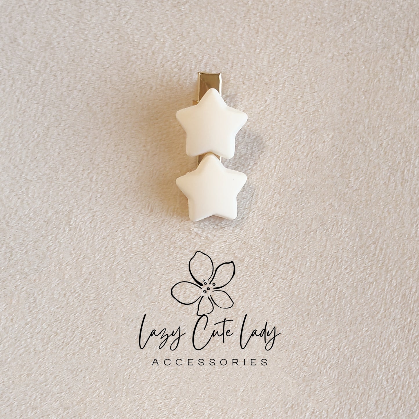Matte Heart, Star & Flower Hair Clips – Set of 2 (Neutral Clay Colors)
