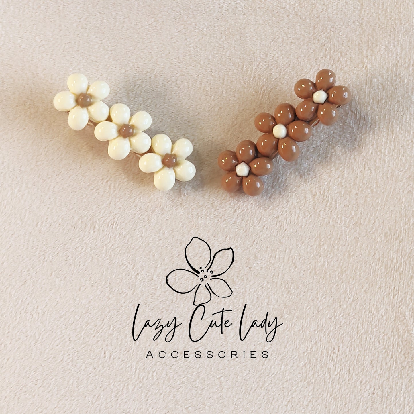 Teddy Bear, Flower & Carrot Hair Clips Set