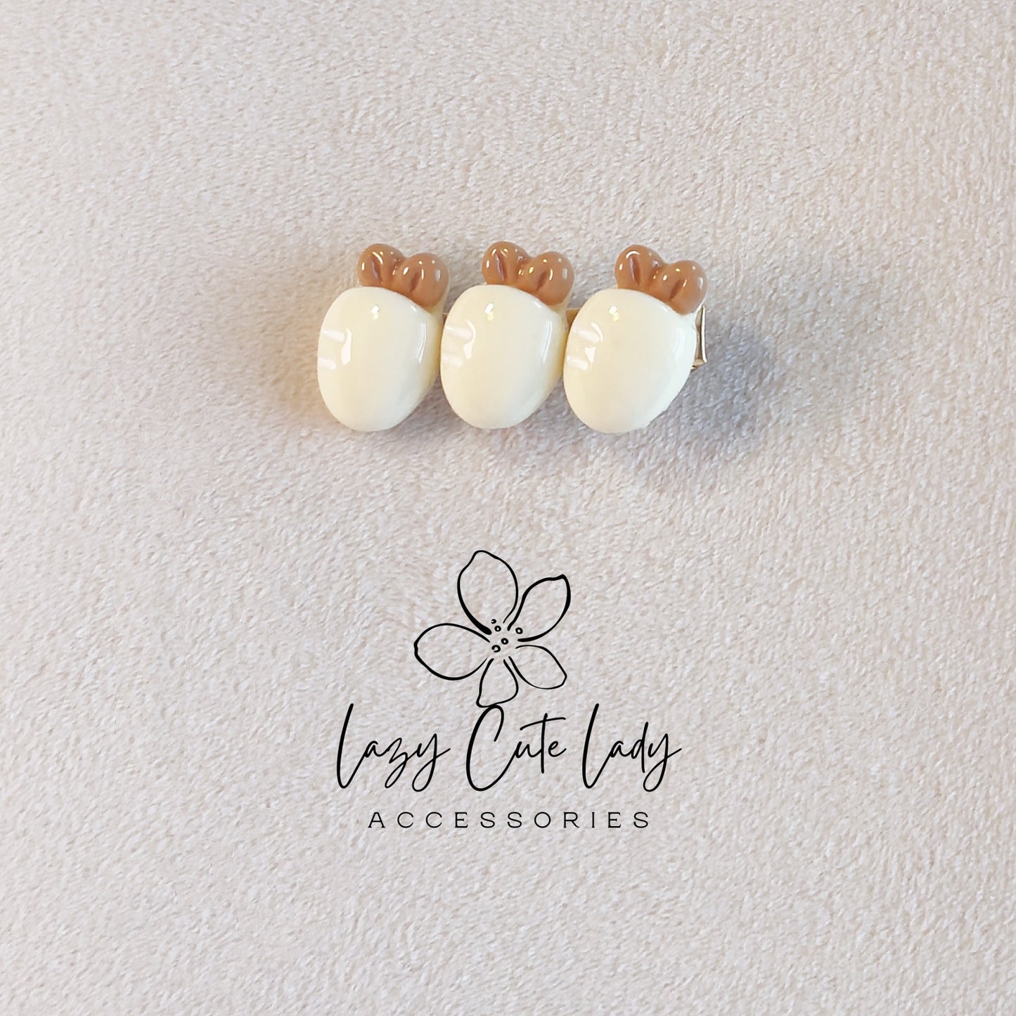 Teddy Bear, Flower & Carrot Hair Clips Set